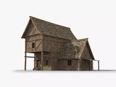 Medieval house x27 Low-poly 3D model