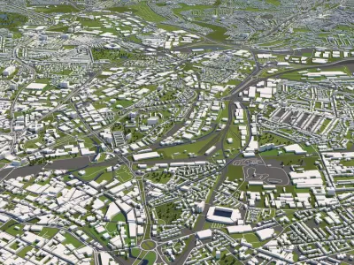 Birmingham 50x50km 3D City Map 3D model