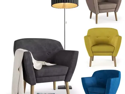 armchair Bergen1 Signal and floor lamp Penelopa Azzardo  3D model