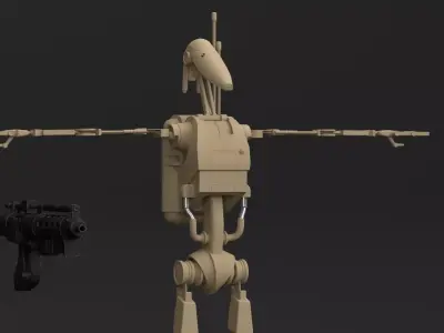 B1 Battle Droid Rigged 3D Asset - Clone Wars style 3D model