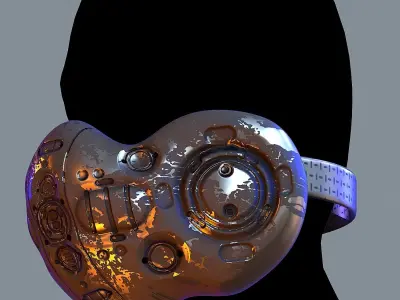 Gas mask helmet 3d model scifi Low-poly  Low-poly 3D model