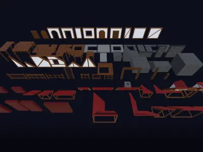 Modular Houses Pack - Low Poly Voxel Medieval Buildings Low-poly 3D model