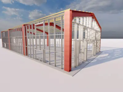 Structural engineering of Metal frame buildings 3D model