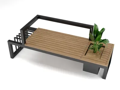 Street bench 3D model buy