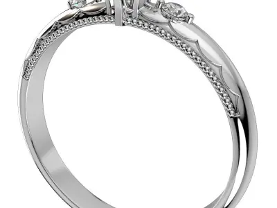 Engagement Ring Light Weight Solitaire Ring CAD Design-O-1-106 3D print model