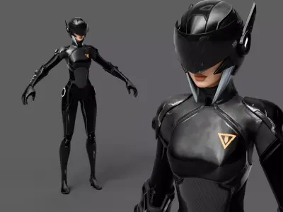 BRUTE Gunner Pilot Sci fi Low-poly Rigged 3D model