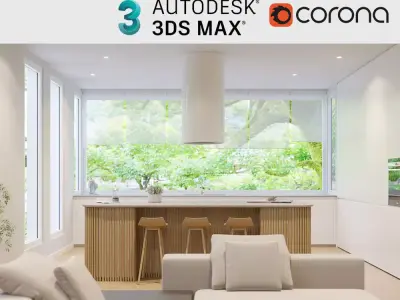 Corona - 3ds Max Scene files - Modern Kitchen Interior 3D model