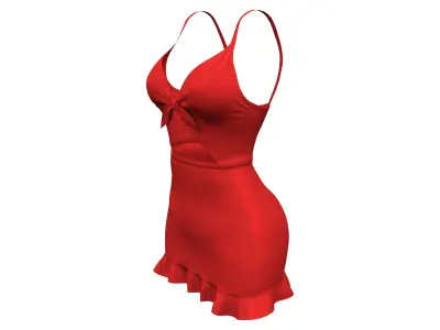 Front Tied Cami Mini Dress Low-poly 3D model