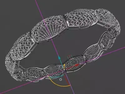 1523 Fan-Lattice Gold Bangle 13gm 3D print model