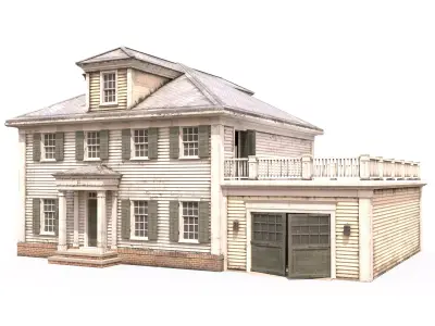American House Colonial Style Low-poly 3D model