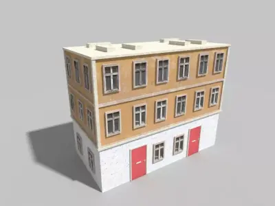 low poly old city building Low-poly 3D model