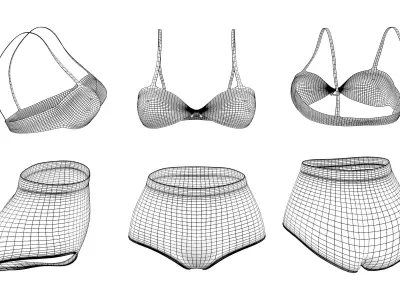 High Waist Bikini Low-poly 3D model