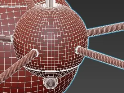 pechio-sle106302-05 brass ceiling light with six glass globes 3D model