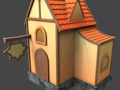 House stylized western 3d model Low-poly 3D model