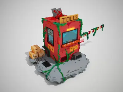 3D Voxel Post-apocalyptic bloody Tollbooth  3D model