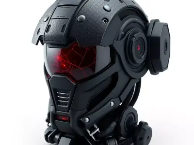 Futuristic Combat SciFi Helmet Low-poly 3D model
