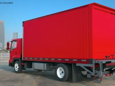  Utility Vehicle Transport Truck Red Simplified 