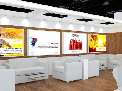 Exhibition Stand Stall Three Side Open 8X7 3D model