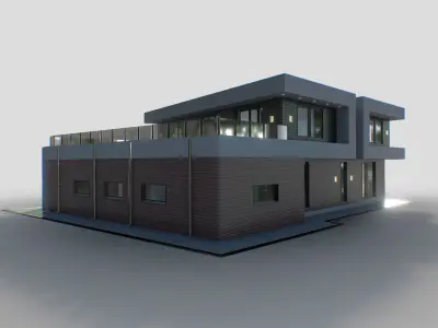 H0001 High-Tech Residence Low-poly 3D model