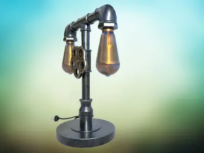 Metal lamp Sci fi PBR  game ready Low-poly 3D model