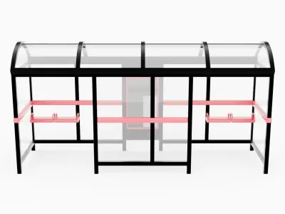 Bus Stop Shelter 2 Low-poly 3D model