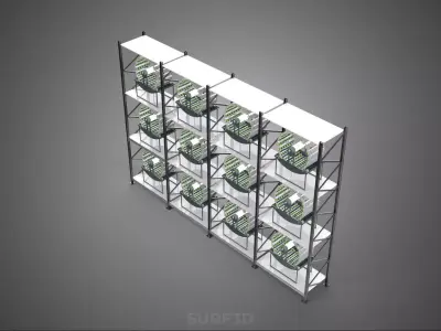 VERTICAL SHELF RACK TRAY ROTARY HYDROPONIC PLANT GARDEN TOWER 3D model