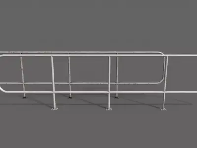 PBR Pedestrian Guard Rail White V5 Low-poly 3D model