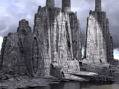 Sci-Fi City dystopia City Ruin High Tech Kit bash 4 3D model