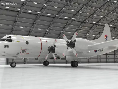  South Korea P3 Orion Anti Submarine Plane Rigged for Maya 