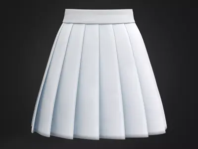 White Pleated Mini Skirt Low-poly 3D model