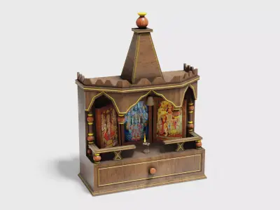 Wooden Temple Low-poly 3D model