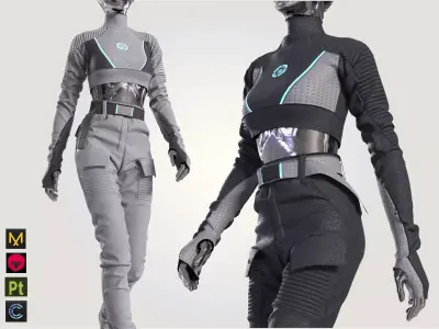 Scifi futuristic girl outfit 3D model
