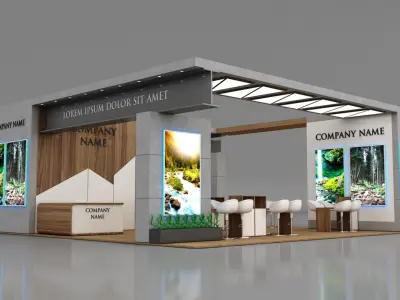 Booth Exhibition Stand Stall 10x10m Height 400 cm 4 Side Open 3D model