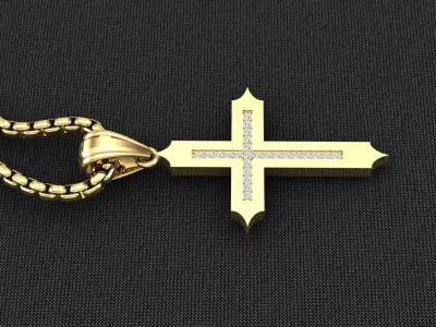 High Cross Pendant Light Gold 18K 3CP094 3D model