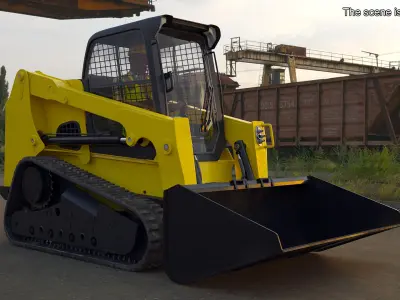  Skid Steer or Compact Track Loader with Operator Rigged for Maya 