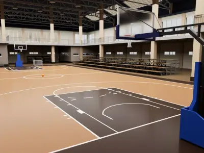 School Basketball Court Interior Low-poly 3D model
