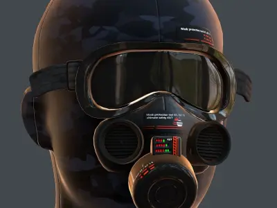 Gas mask helmet 3d model scifi Low-poly  Low-poly 3D model