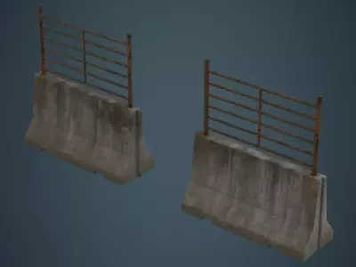 Concrete Barrier 2C Low-poly 3D model
