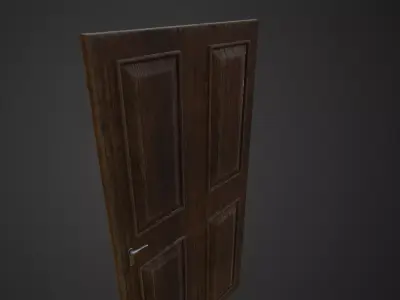 Wood old door Low-poly 3D model