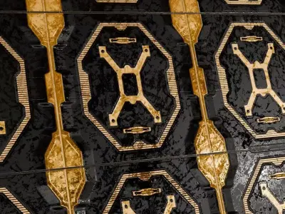 Golden Strips Metal Plate PBR Seamless Texture