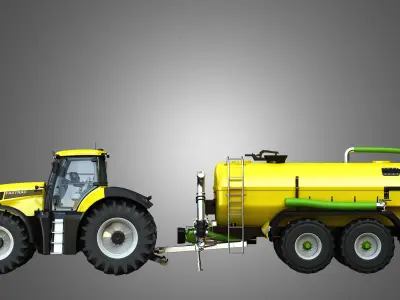 JCB - 8000 Tractor with Zunhammer Liquid Manure Trailer 3D model