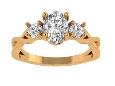 Oval Solitaire Ring 3D print model get