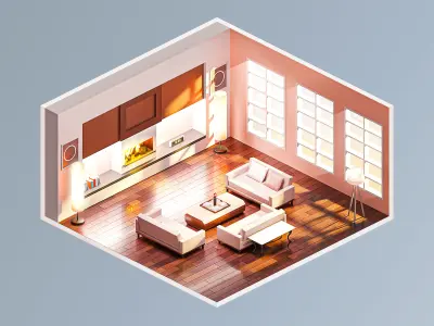 Room 23 Low-poly 3D model