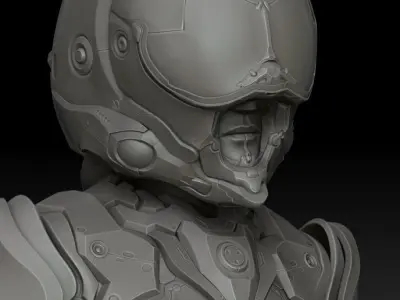 sci fi female soldier 3D model