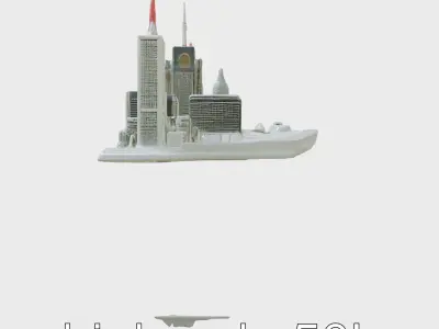 Cyberpunk Futuristic Circular City District Model Low-poly 3D model