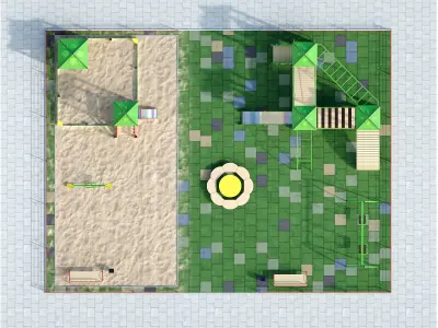 Playground with a large sandbox 3D model