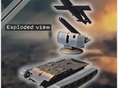 E-100 mit Raketenwerfer V-1 Rakete rear version Entwicklung rock 3D print model