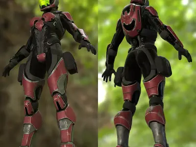 3D Sci Fi Female Soldier - Advanced Pack 3D model