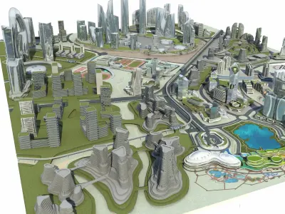 City 3 with ball in middle 3D model