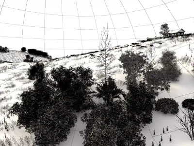 Autumn dusk path Low-poly 3D model